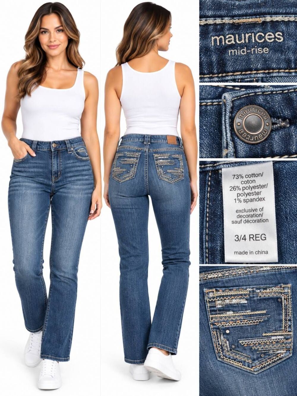 Maurices Bootcut Jeans 3/4 REG Sequin Pockets